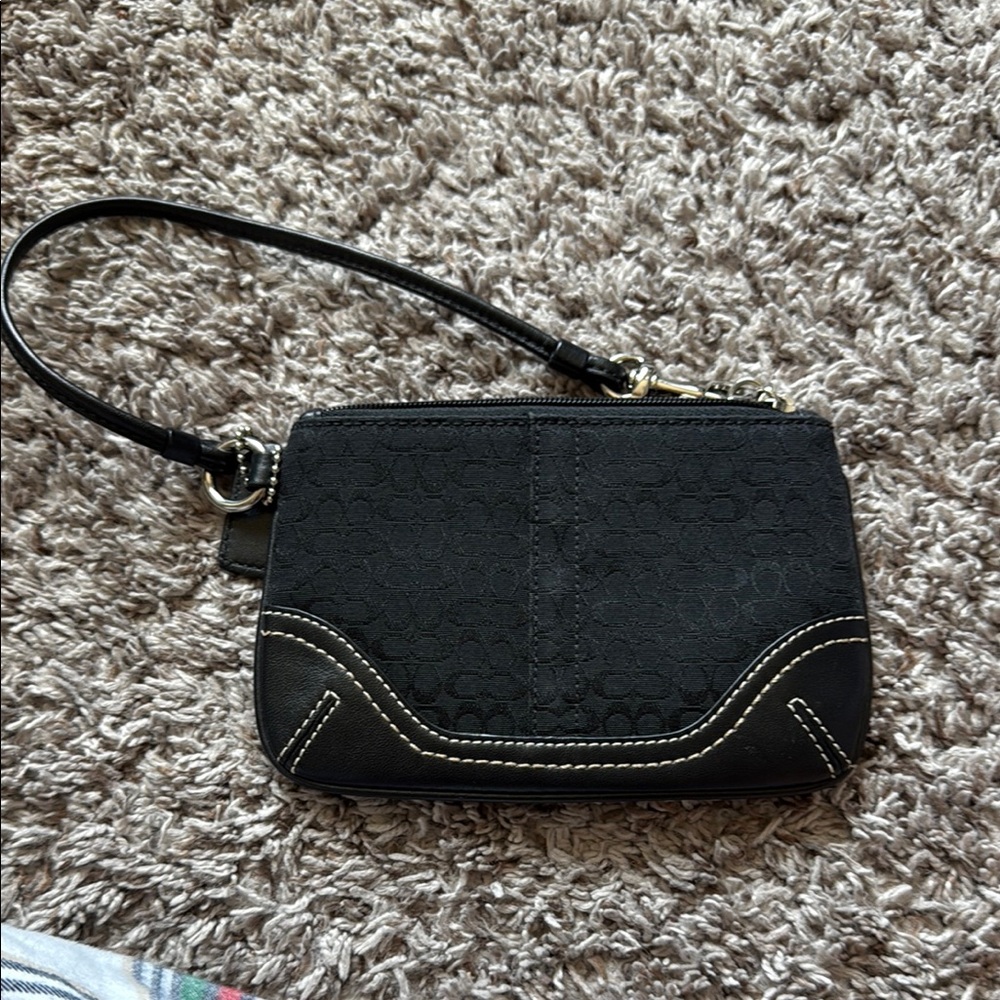 Coach Black monogram wristlet